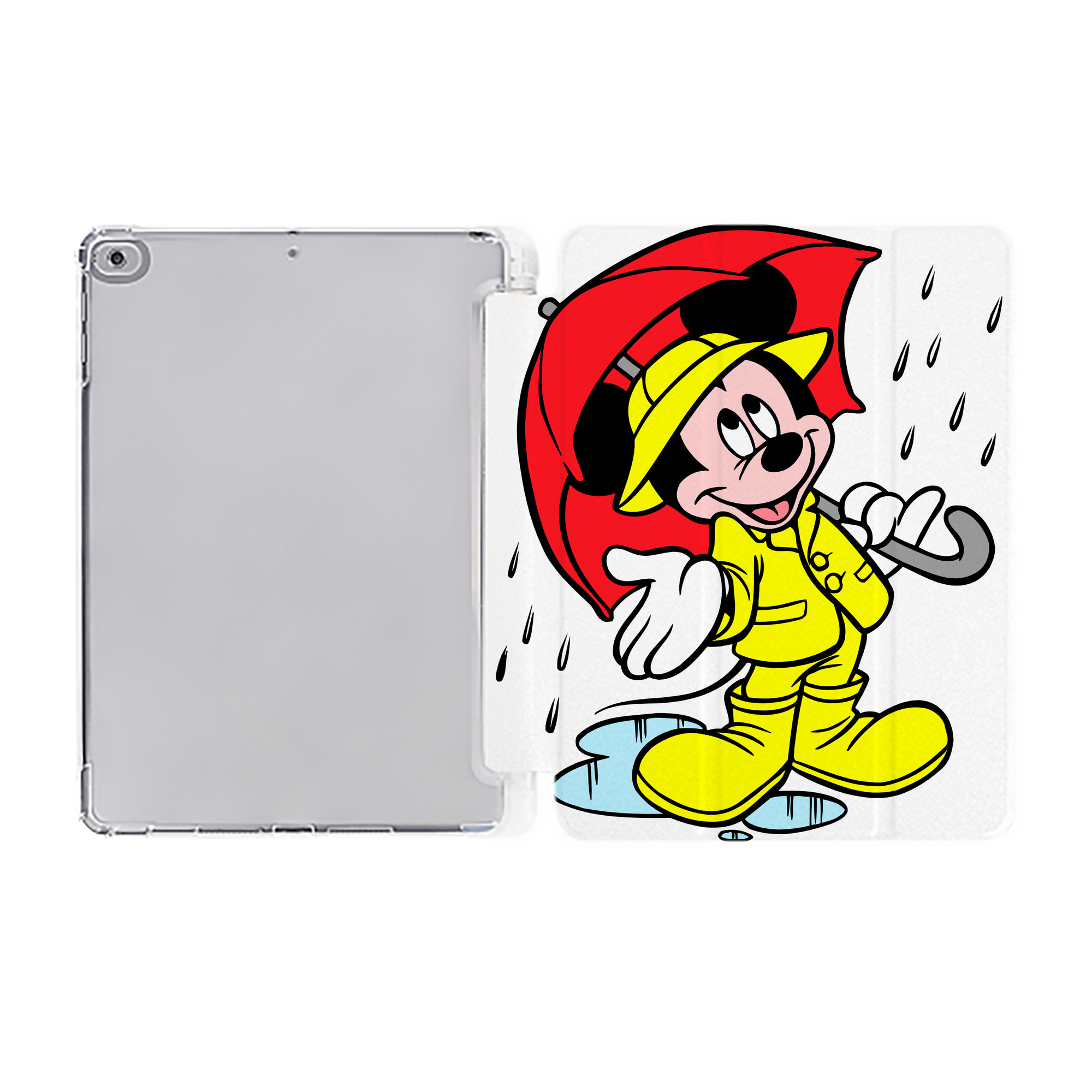 ミッキーマウス Mickey Mouse IPad ケース ペン収納付き 三つ折りスタンド PUレザー×シリコン 対応機種9.5/10.5/10.9インチ